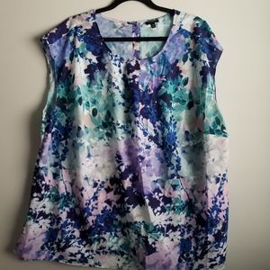 Talbots 22w watercolor floral sleeveless blouse